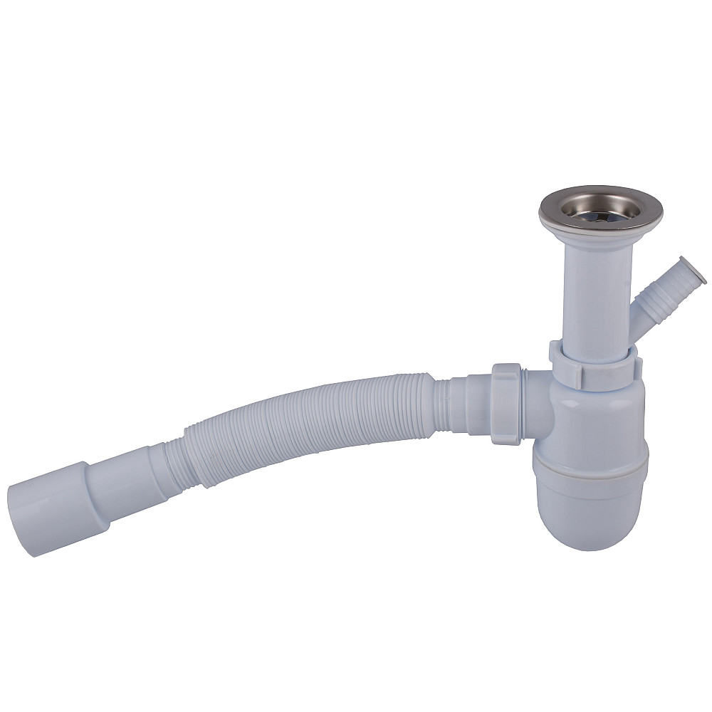 Сифон OPTIMUM11/2″*40 для умивальника та мийки з відведенням для пральної машини та гофротрубою 40*40/50 OPTI 13043 Тернопіль - фото 1