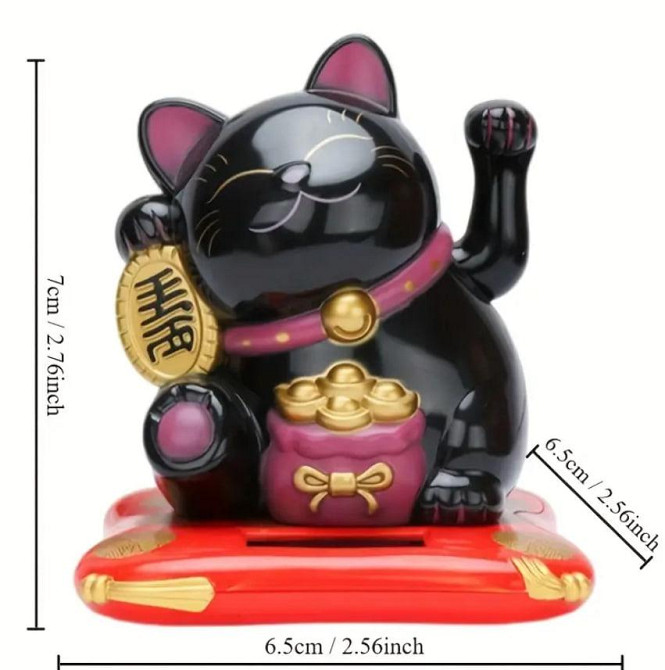 Манекі-неко статуетка на сонячній батареї - японський талісман удачі та багатства. Колір білий Київ - фото 4