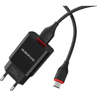 Зарядний пристрій BOROFONE BA20A Sharp USB + cable USB to Micro 5P 10.5W Black (6931474702135) Вінниця