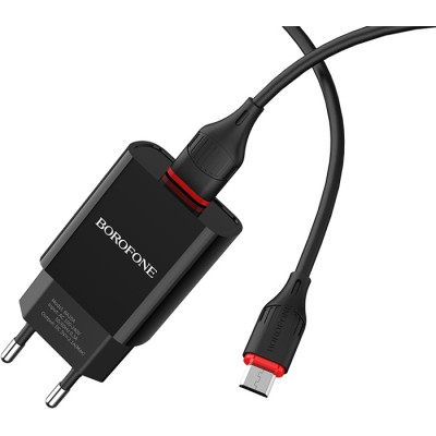 Зарядний пристрій BOROFONE BA20A Sharp USB + cable USB to Micro 5P 10.5W Black (6931474702135) Вінниця - фото 1