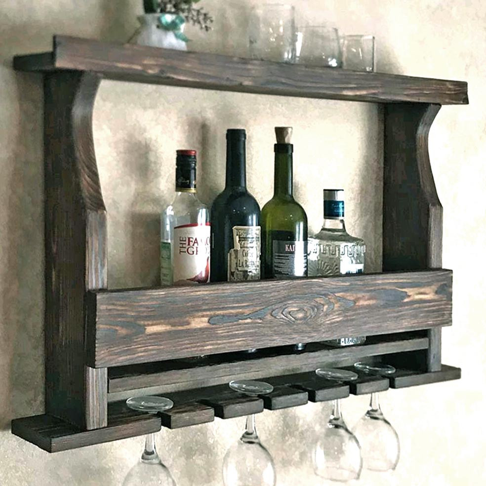 Настінна винна полиця "Хоронобе" мокко Миколаїв - фото 1