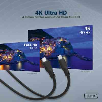 Дата кабель USB-C to USB-C 1.0m USB 3.2 Gen2 10G 100W 4K silicone black Digitus (AK-300342-010-S) Винница