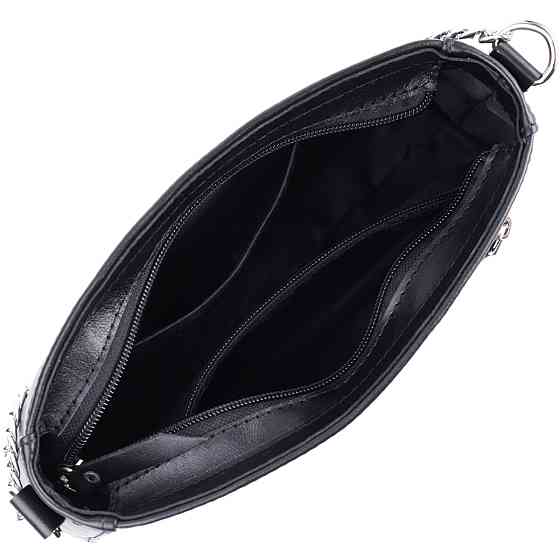 Жіноча сумка багет з ланцюжком і ремінцем, що знімається з гладкої натуральної шкіри Чорна (SHVIGEL) Київ