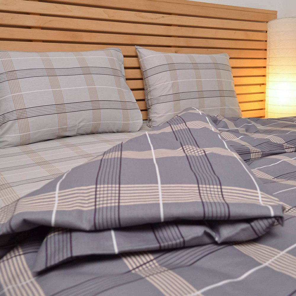 Cімейний комплект постільної білизни Сатин Персіваль 125 г/м2 YouStar (Сірий) 2 х 50х70 Суми - фото 5