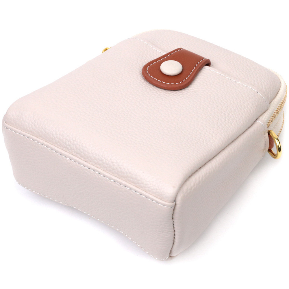 Стильная сумка трапеция для женщин из натуральной кожи Vintage 22270 Белая Киев - изображение 5