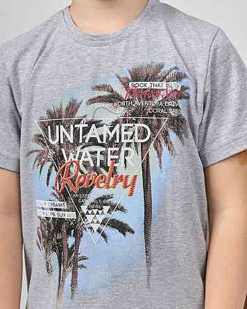 Комплект з капрі підлітковий Nicoletta — листя на шортах — Family look тато/син 89906 14-15, Сірий Київ