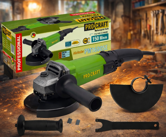 Болгарка кутова шліфувальна Procraft 1100 Вт,Кутова шліфувальна машина PW-1600SE  150 мм,Болгарка 150  з регулятором швидкості Львів