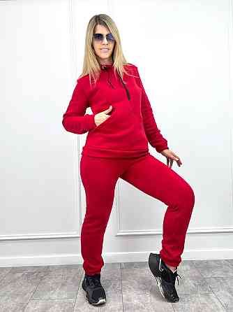 Жіночий спортивний костюм на флісі "Impuls" оптом | Батал | Розпродаж моделі Червоний, 50-52 Київ