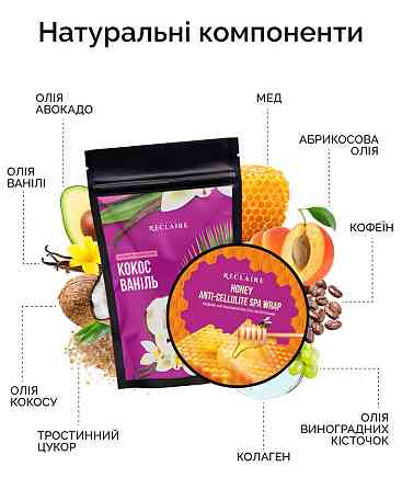 Двойной медовый антицеллюлитный набор для тела: Скраб+обертывание Reclaire cosmetics Киев