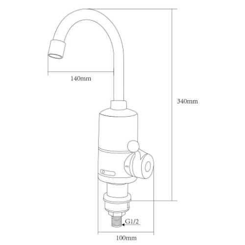 Кран-водонагрівач проточний NZ 0,4-5бар 3,0кВт для кухні гусак вухо на гайці Aquatica Житомир - изображение 3