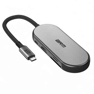 Концентратор Armorstandart USB-C to HDMI 4K, RJ45, PD, 2USB, SD, microSD Grey (ARM69365) Вінниця