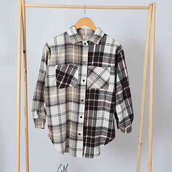 Трендова жіноча тепла сорочка оверсайз в бежевих відтінках (ціна вказана за 1шт) Кам'янець-Подільський