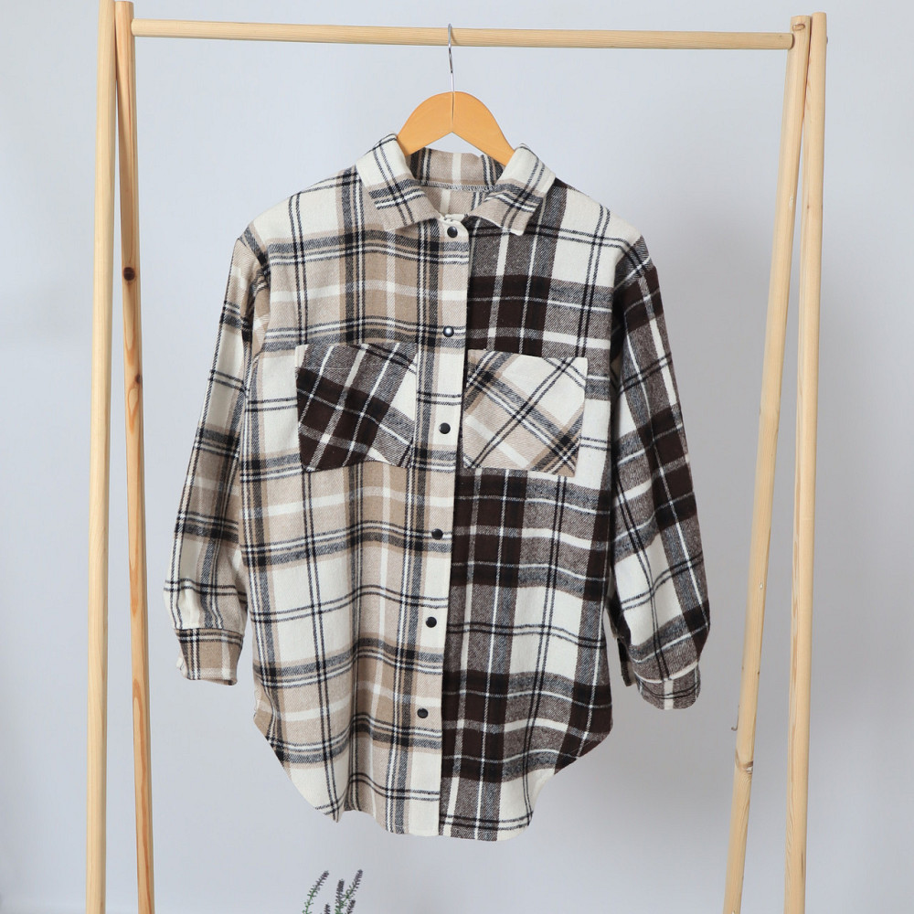 Трендовая женская теплая рубашка оверсайз в бежевых оттенках (цена указанная за 1шт) Каменец-Подольский - изображение 2