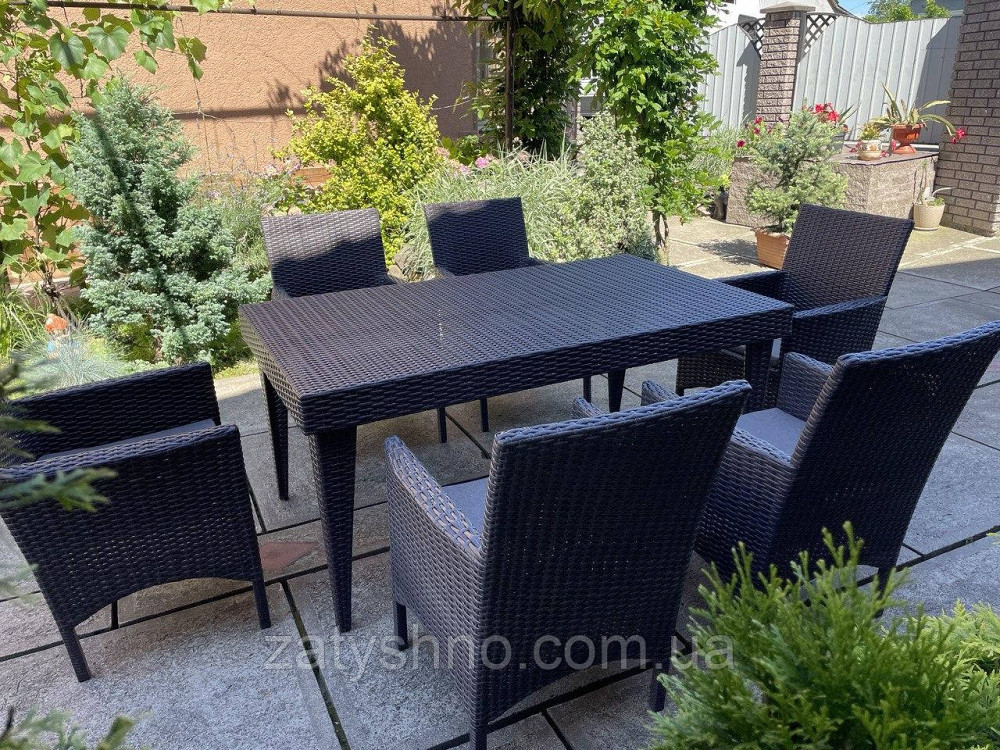 Набір ротангових вуличних меблів з 6 кріслами , колір антрацит Київ - фото 5