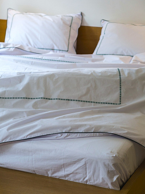 Ecotton Комплект постільної білизни Двоспальний з вишивкою та кантом український хрестик Dark G Коломыя - изображение 8