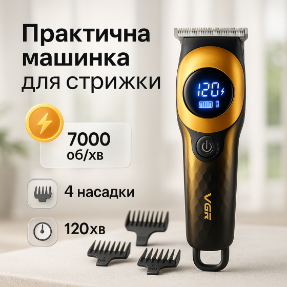 Аккумуляторная профессиональная машинка-триммер, Машинка для стрижки волос с регулируемой длиной WK-82 Львов