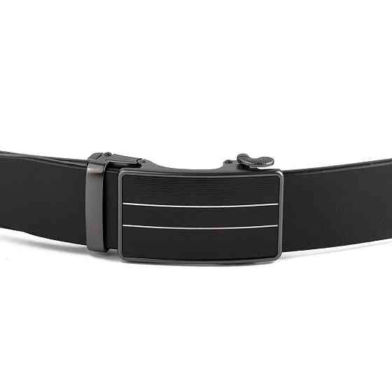 Ремень мужской с автоматической пряжкой и полосками Vintage 20330 Черный Киев