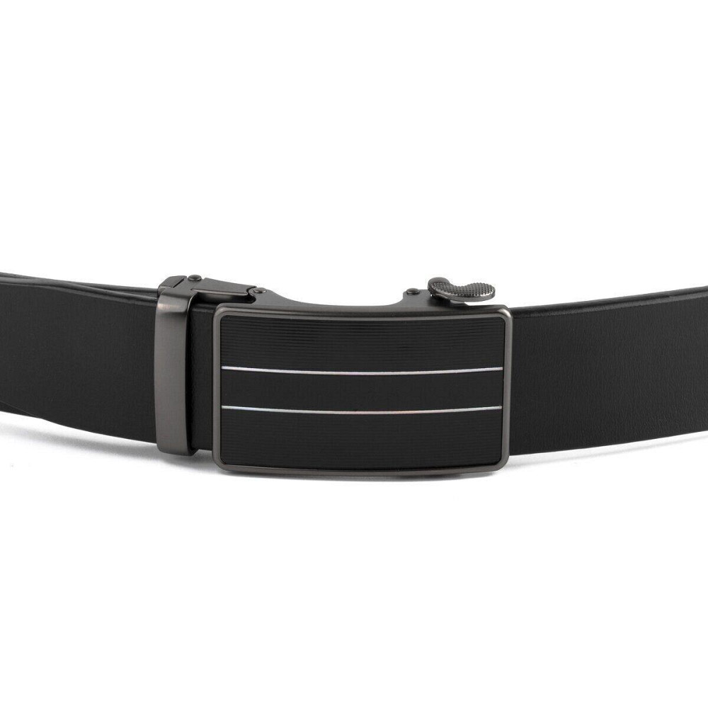 Ремінь чоловічий з автоматичною пряжкою і смужками Vintage 20330 Чорний Київ - фото 6