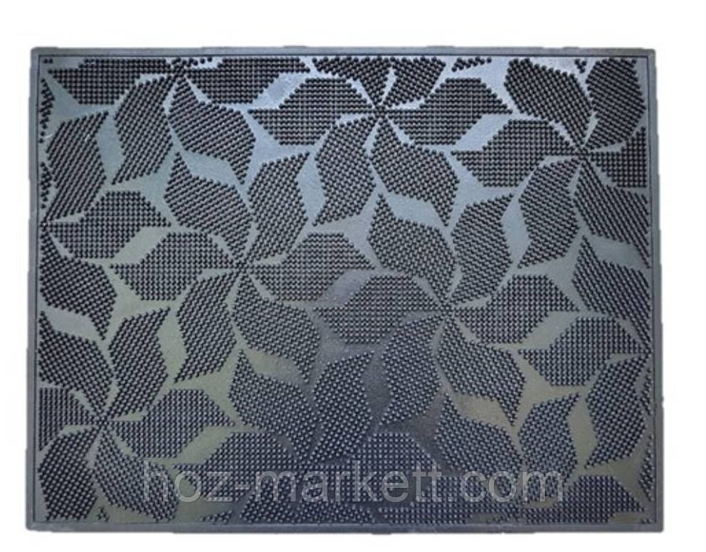 Коврик резиновый придверный  цветок 55.3 см х 41.2 см черный Харьков - изображение 1