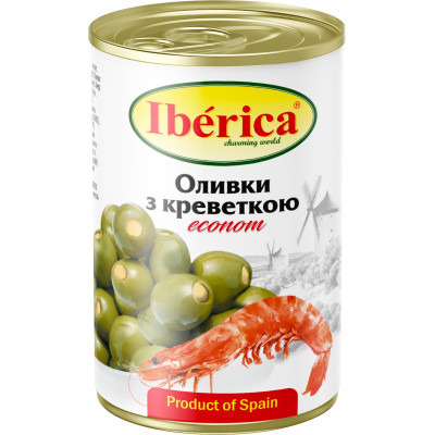 Овочева консервація Iberica Оливки фаршировані креветками 280 г (8436024298420) Вінниця - фото 1
