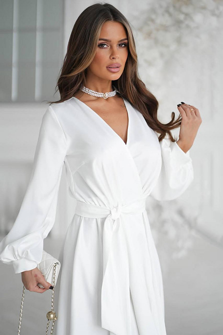 Жіноча сукня з запахом, з атласу Одеса - фото 1