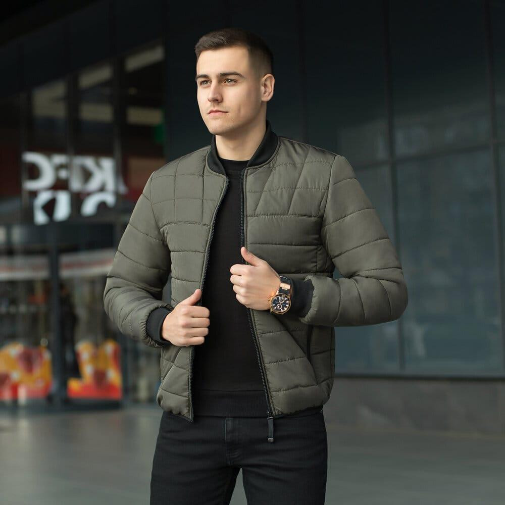 Чоловіча куртка бомбер на блискавці хакі Pobedov Povezlo Київ - фото 7