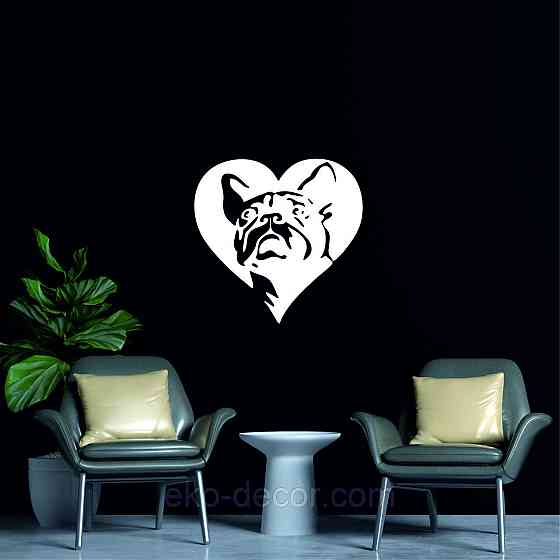 Декоративне настінне Панно «Французький  бульдог», Декор на стіну 110*84 см, Білий Київ