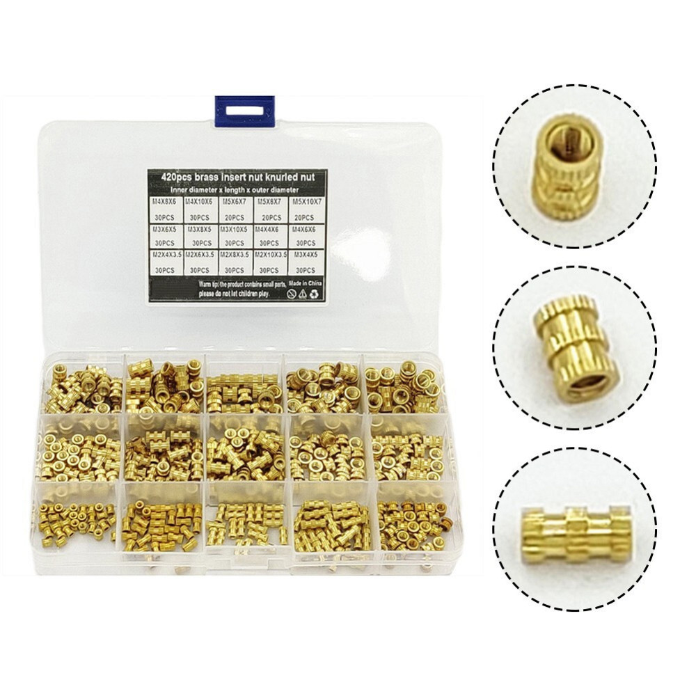 Набор закладных гаек с накаткой 420 шт, латунные гайки с внутренней резьбой комплект Киев - изображение 7