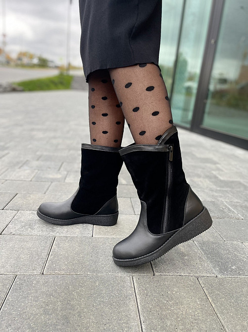 HD Напівчоботи жіночі HD 2032 чорні (зима, шкіра+замша натуральна) (2095) 36-40 37 Коломия - фото 1