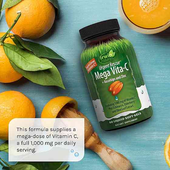 Витамин С Irwin Naturals Urgent Rescue Mega Vita-C + Rosehips and Zinc 60 Liquid Soft-Gels Луцк