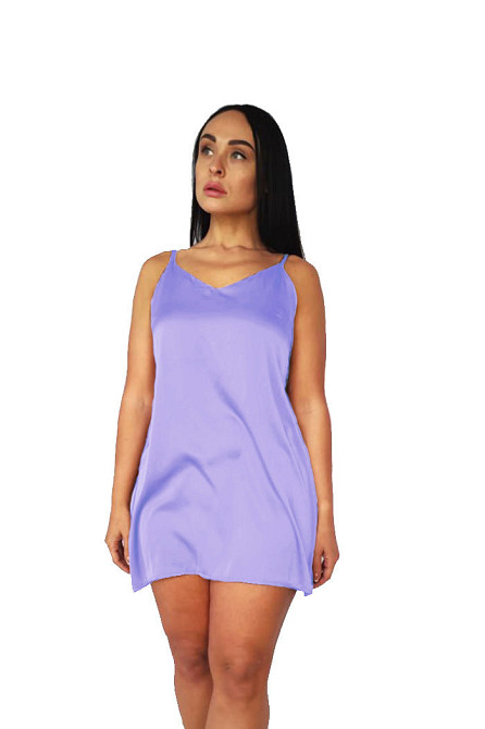 Жіноча нічна сорочка шовкова на регульованих бретельках Бузковий XS/S Харків - фото 2