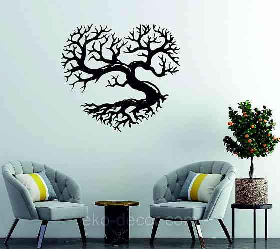 Декоративное настенное Панно «Дерево сердце» Декор на стену 90*81 см., Черный Киев