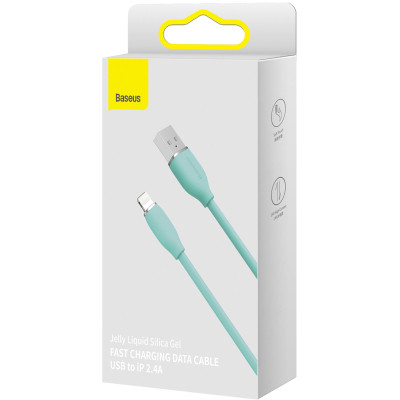 Дата кабель USB 2.0 AM to Lightning 2.0m 2.4A Jelly Liquid Silica Gel Green Baseus (CAGD000106) Вінниця - фото 7