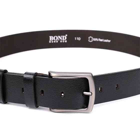 Надежный мужской ремень из натуральной кожи BOND 22950 Черный Киев