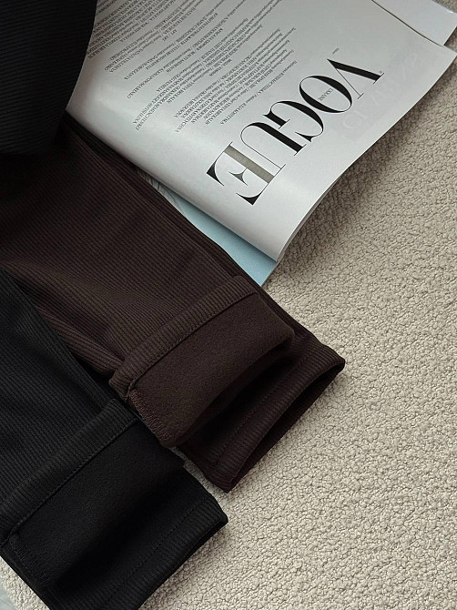 Женские теплые базовые лосины без боковых швов турецкий рубчик на флисе Одесса - изображение 10