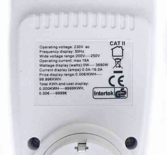 Энергометр ватметр амперметр вольтметр розетка Intertek Cat 2 3680W Винница