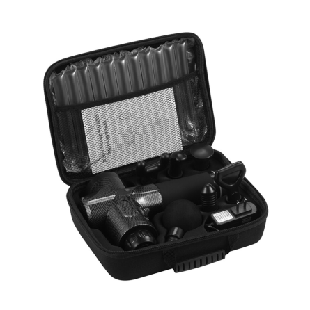 Перкуссионный массажер Rlaxyoo S3 Массажный пистолет (6 насадок + кейс) 2400 мАч 30 режимов (Черный) Киев