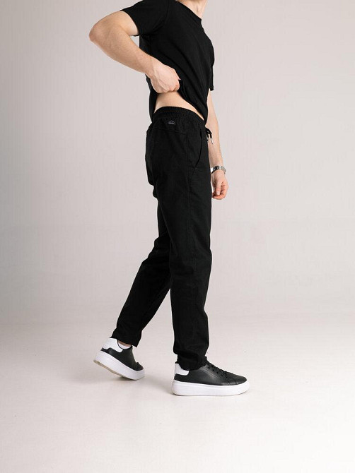 Чоловічі чорні штани демісезонні котонові прямого крою Pobedov Step Київ - фото 5