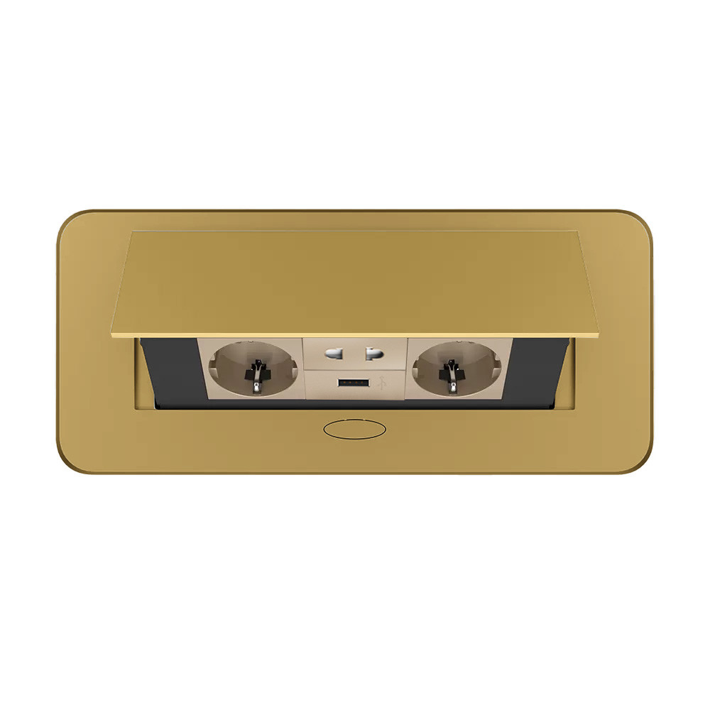 LIVOLO Меблева розетка потрійна LIVOLO золота, вбудована у стільницю, з USB 10 Вт, універсально Коломия - фото 4