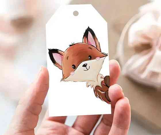 Подарочные бирки «Лисичка» 10 шт, 9×5 см + джутовый шнур 5 м Киев