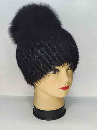 Шапка женская меховая фонарик Агата Черный Харьков