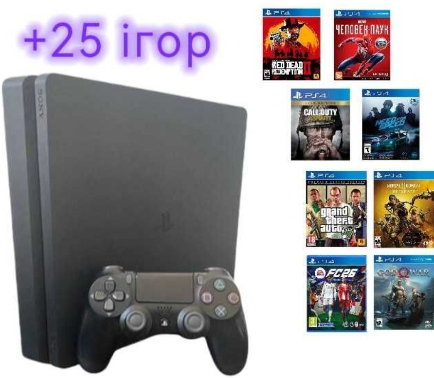 Playstation 4 Slim 1 ТБ +25 ігор 12.02,пс 4. Київ - фото 2