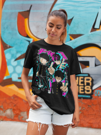 Футболка для мальчика аниме Моб Псйкхо Манга Стрип оверсайз (рост от 165 до 180 ) Черний AnimeJ0742m Днепр