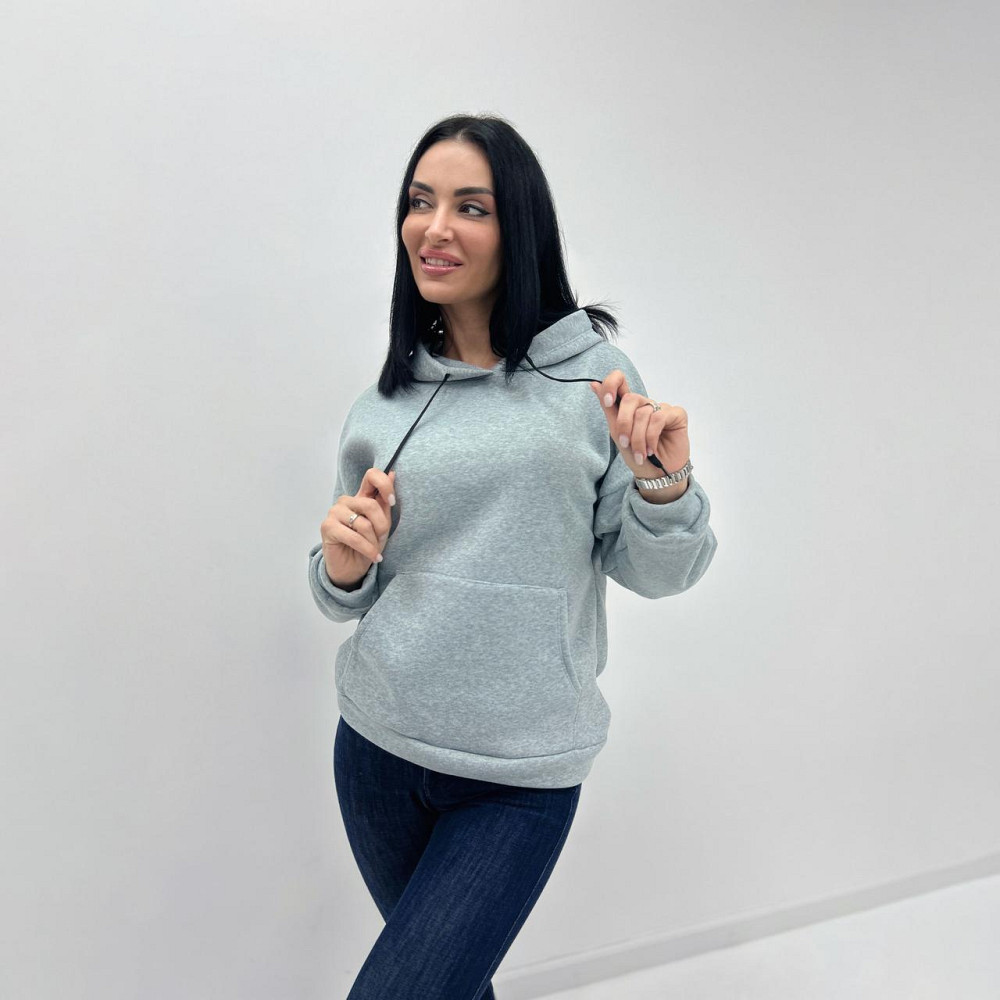 Однотонний батник з капюшоном "Kerry" оптом | Батал Сірий, 50-52 Київ - фото 1