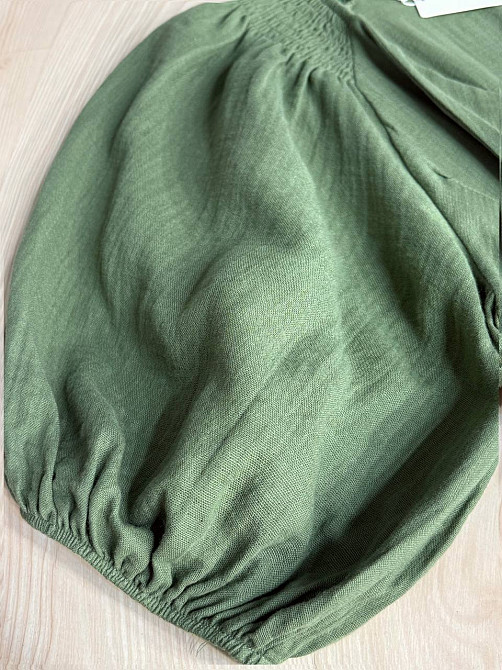 Сукня жіноча Mix Ray 4196 довга з розрізом вузол на грудях з муслину хакі, хакі, M Київ - фото 13