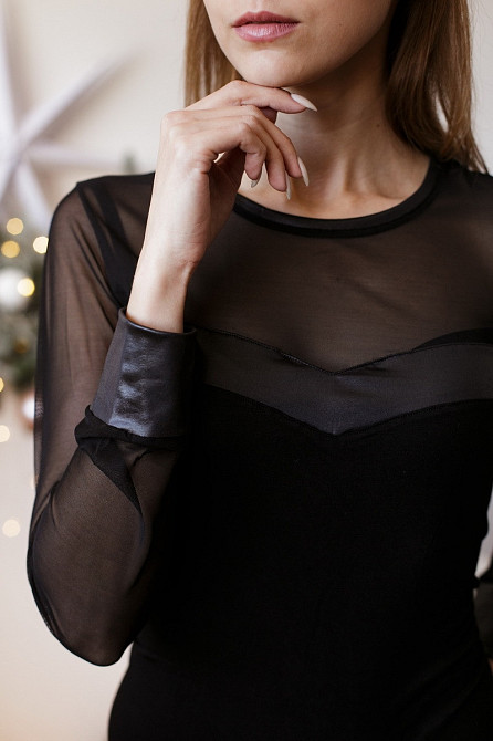 Женский Боди с сеточкой - длинный рукав (детали под кожу) Ozkan 22957 Киев - изображение 2