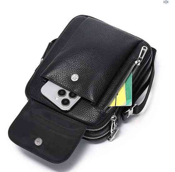 Чоловіча шкіряна сумка-барсетка 19х24х7.5, сумочка планшет через плече чорна Bexhill BX-09164 Київ