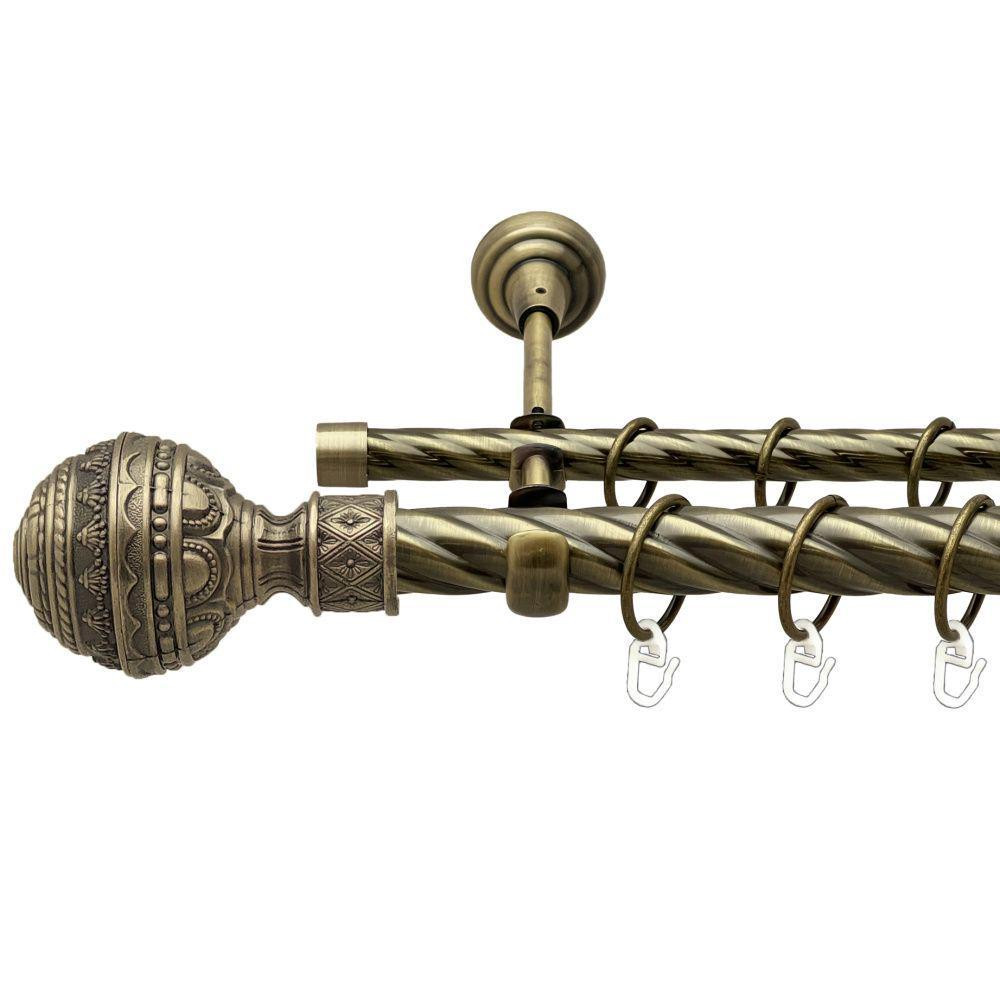 Карниз Orvit Арабеска металевий дворядний відкритий скручена труба кільце металеве Антик 25\16 мм 240 см (00-00018031) Львів - фото 1