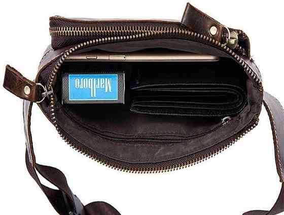 Поясная сумка гладкая Vintage 14738 Коричневая Киев