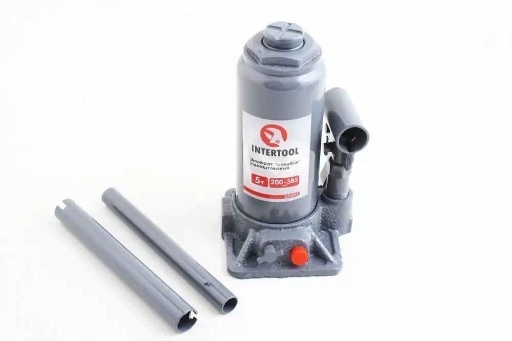 Домкрат гідравлічний 5 т 200-385м пласт. уп. Intertool з передохр. Вінниця - фото 1